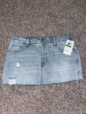 Light Blue Distressed Denim Mini Skirt